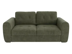 Vente-unique Sofá 3 lugares convertível abertura rápida tecido , cama 140cm e colchão 22cm BOLIPO Verde