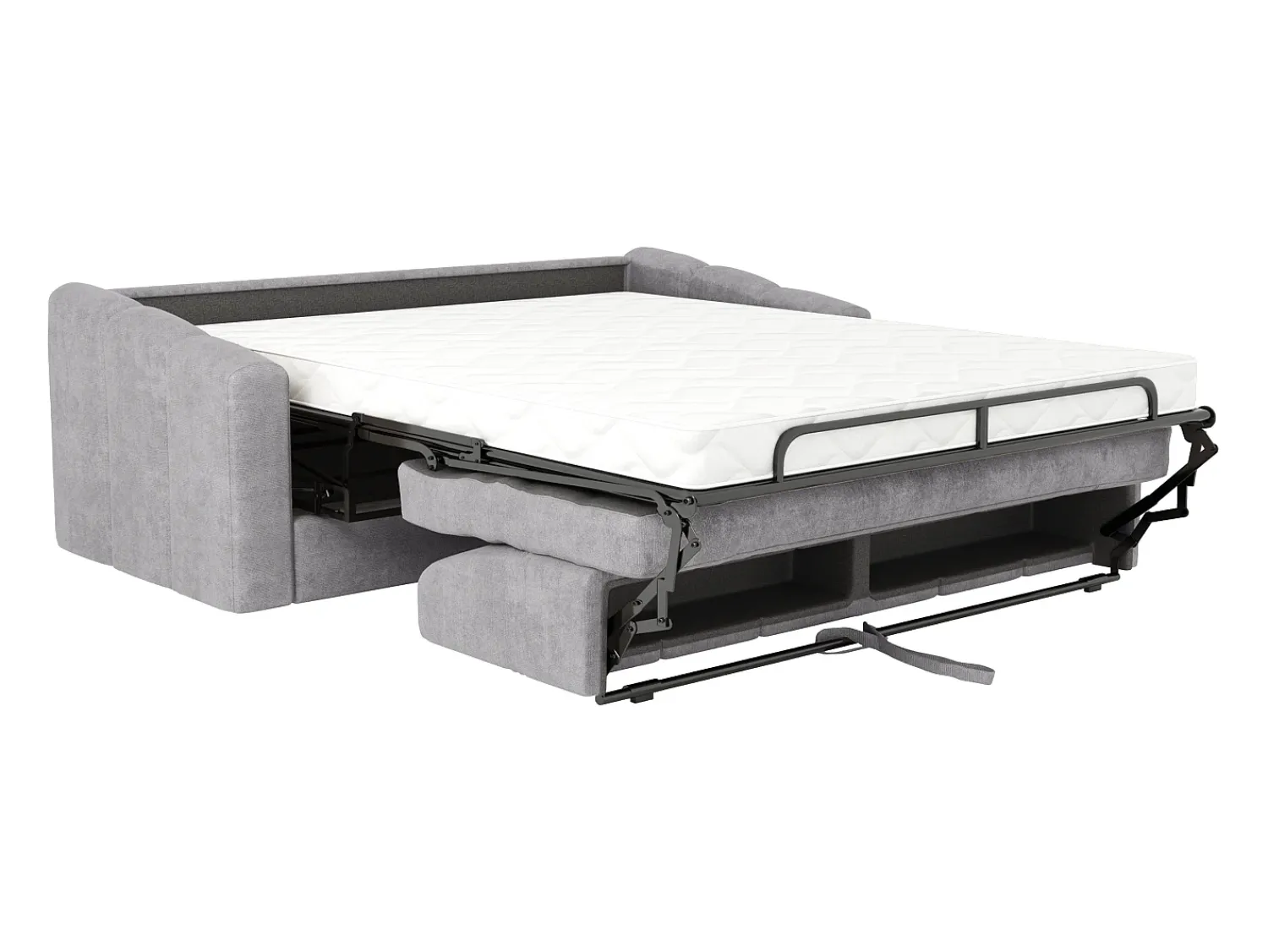 New Vente-unique Sofá 4 lugares convertível abertura rápida tecido texturizado 160 cm Colchão 14 cm DARIELO Cinzento claro