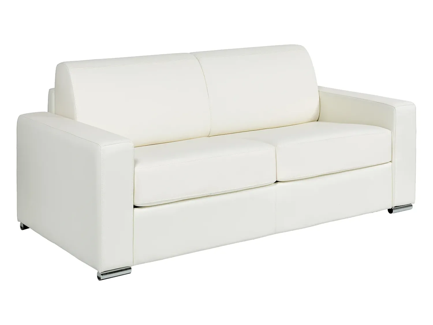 Sofá|Vente-unique Sofá 3 lugares convertível abertura rápida pele branca cama 140 cm e colchão 22 cm CALITO Branco