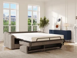 Vente-unique Sofá 4 lugares convertível abertura rápida em tecido texturizado 160 cm Colchão 18 cm DARIELO^ Sofá