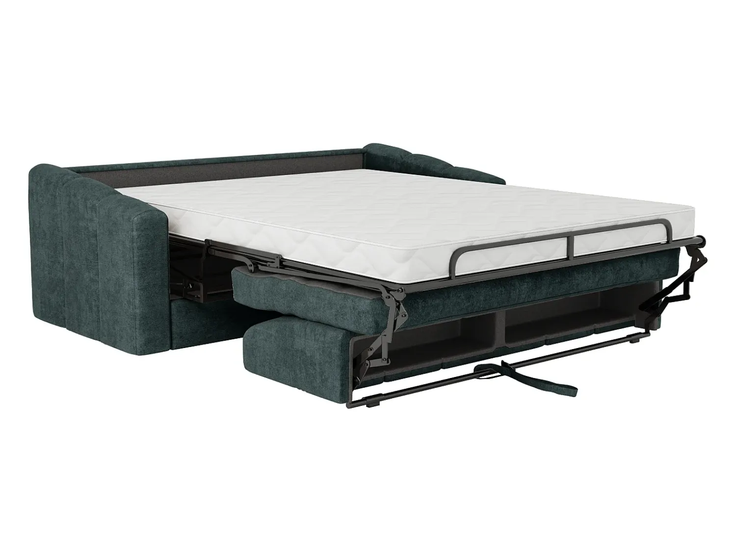 Sofá*Vente-unique Sofá 3 lugares convertível abertura rápida tecido bege ripas largas 140 cm Colchão 14 cm DARIELO Azul esverdeado
