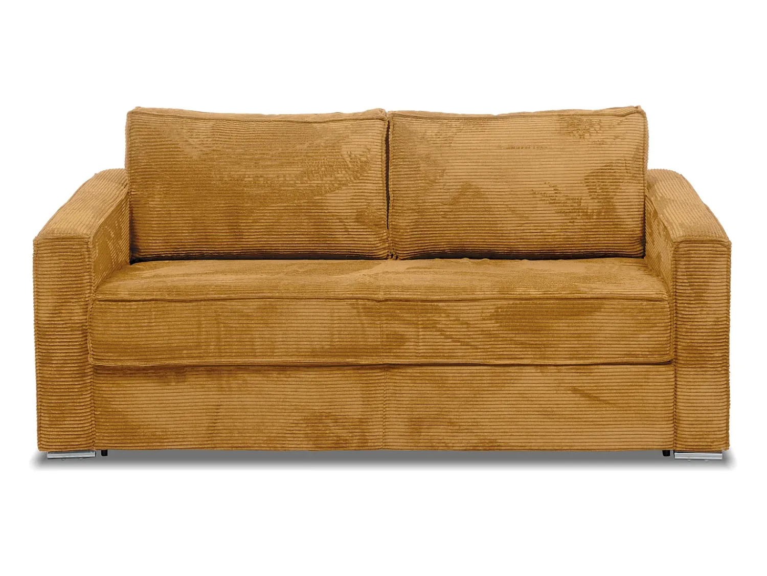 Discount Vente-unique Sofá 4 lugares convertível abertura rápida veludo canelado 160 cm e 22 cm Amarelo mostarda