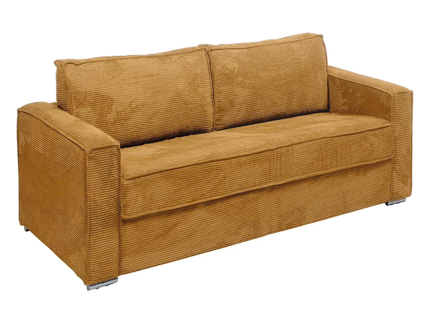 Discount Vente-unique Sofá 4 lugares convertível abertura rápida veludo canelado 160 cm e 22 cm Amarelo mostarda