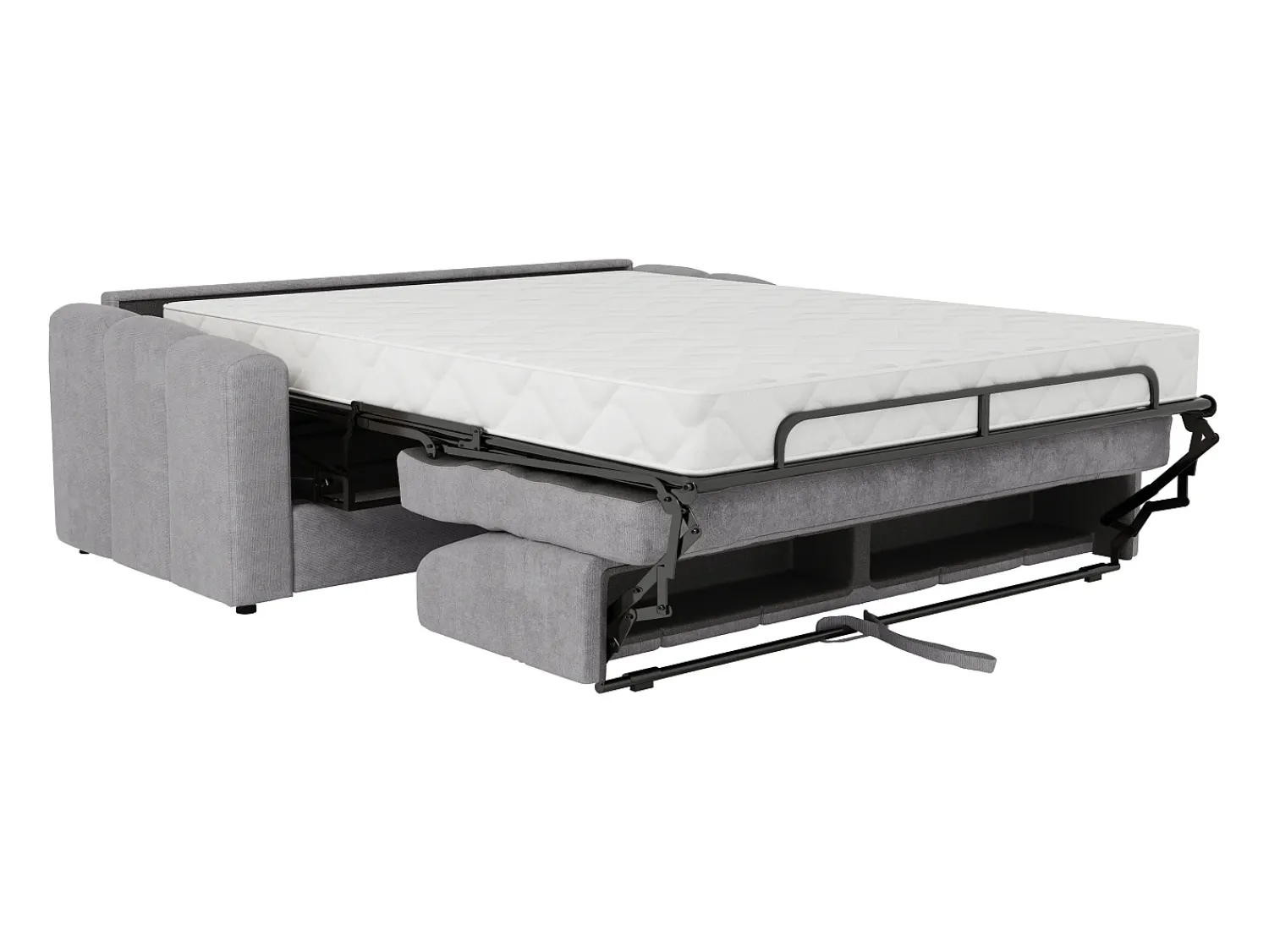 Sofá|Vente-unique Sofá 3 lugares convertível abertura rápida tecido texturizado 140 cm Colchão 22 cm DARIELO Cinzento claro