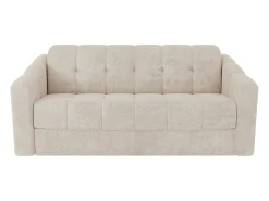 New Vente-unique Sofá 3 lugares convertível abertura rápida tecido texturizado colchão 22 cm DARIELO Bege