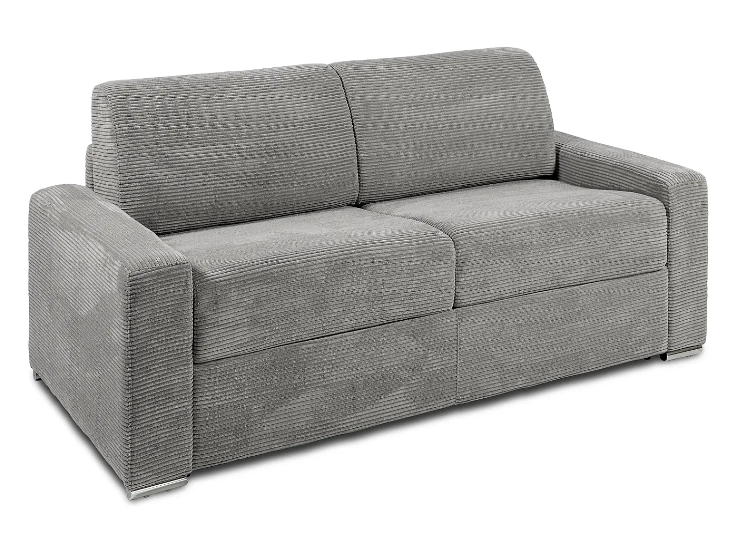 Sofá*Vente-unique Sofá 3 lugares convertível abertura rápida veludo canelado cinza-claro 140cm e 22cm CALITO Cinzento claro