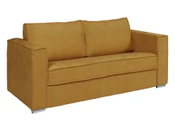 Sofá*Vente-unique Sofá 4 lugares convertível abert. rápida tecido chenille bege 160cm colchão 14cm LORETO Amarelo mostarda