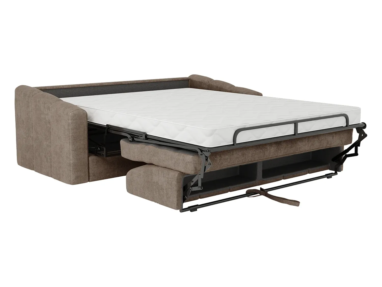 Vente-unique Sofá 4 lugares convertível abertura rápida tecido ripas largas 160 cm Colchão 14 cm DARIELO^ Sofá