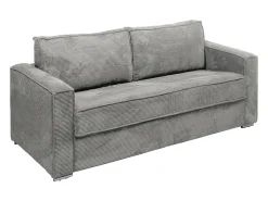 Vente-unique Sofá 4 lugares convertível abertura rápida veludo canelado cinza-claro 160cm e 22cm LORETO^ Sofá