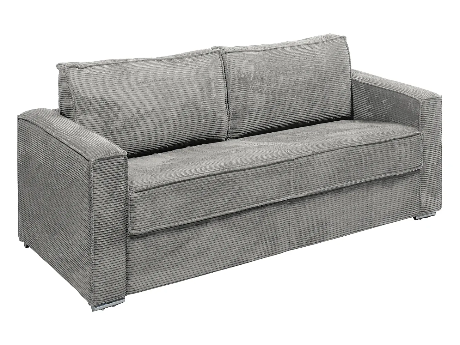 Vente-unique Sofá 4 lugares convertível abertura rápida veludo canelado cinza-claro 160cm e 22cm LORETO^ Sofá