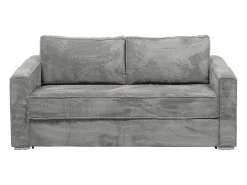 Vente-unique Sofá 4 lugares convertível abertura rápida veludo canelado cinza-claro 160cm e 22cm LORETO^ Sofá
