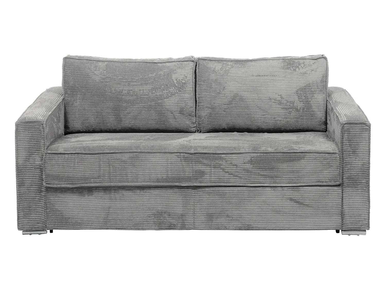 Vente-unique Sofá 4 lugares convertível abertura rápida veludo canelado cinza-claro 160cm e 22cm LORETO^ Sofá