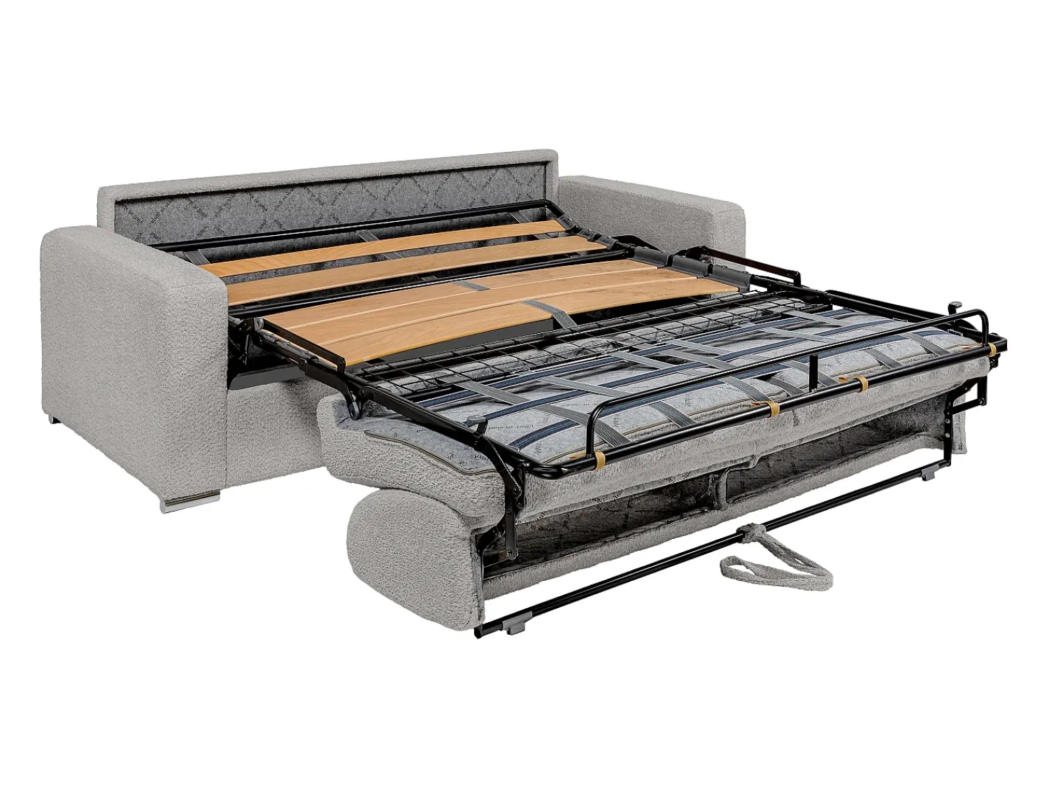 Sofá|Vente-unique Sofá 4 lugares convertível abertura rápida tecido bouclé cinza-claro 160 cm e 18 cm CALITO Cinzento claro