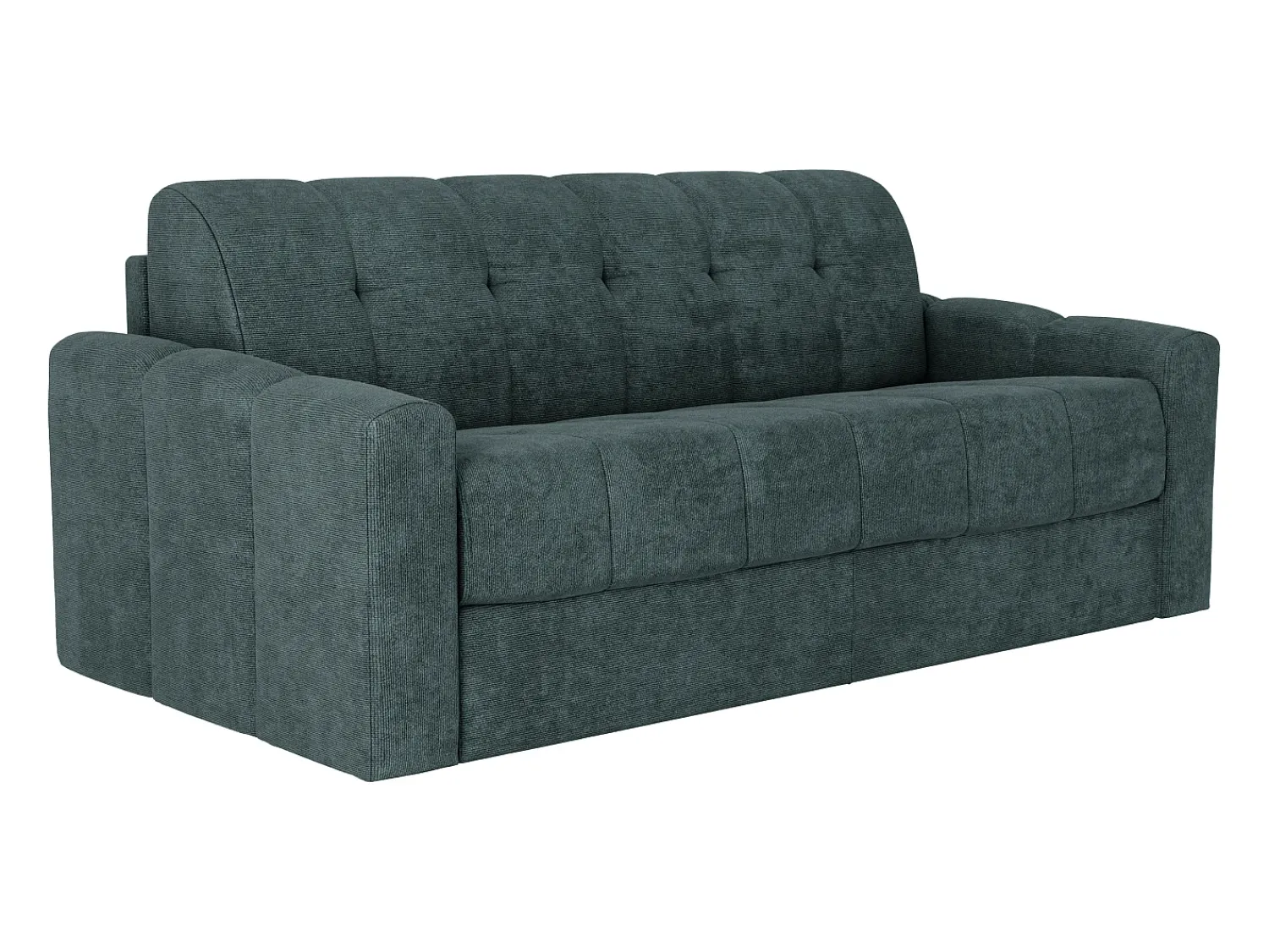 Sofá*Vente-unique Sofá 3 lugares convertível abertura rápida tecido azul ripas largas 140 cm Colchão 22 cm DARIELO Azul esverdeado