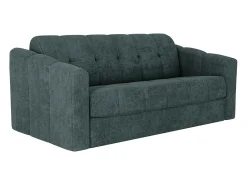 Discount Vente-unique Sofá 3 lugares convertível abertura rápida tecido azul ripas largas 140 cm Colchão 18 cm DARIELO Azul esverdeado