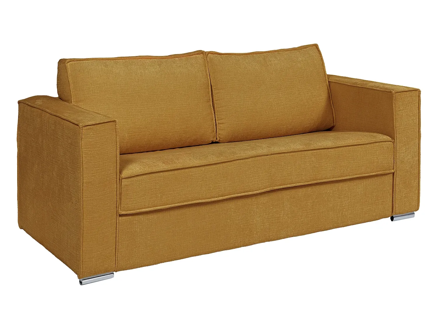 Sofá|Vente-unique Sofá 4 lugares convertível abert. rápida tecido chenille bege 160cm colchão 18cm LORETO Amarelo mostarda