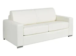 Sale Vente-unique Sofá 3 lugares convertível abertura rápida pele branca cama 140 cm e colchão 14 cm CALITO Branco