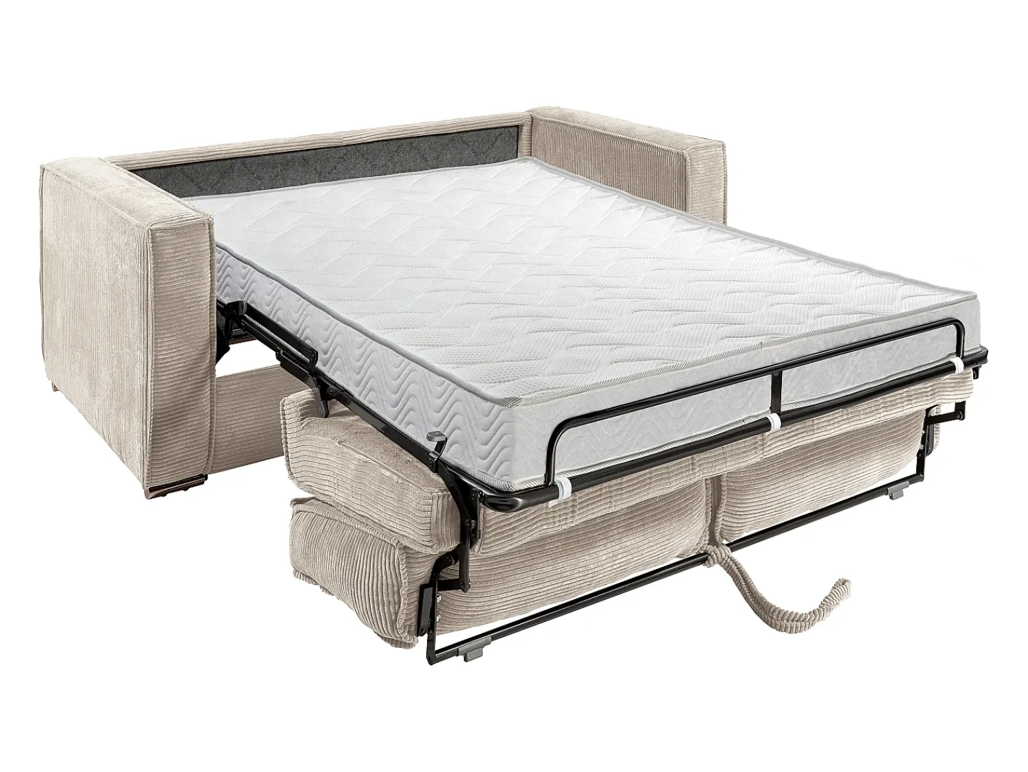 Vente-unique Sofá 3 lugares convertível abertura rápida veludo canelado 140cm e 14cm^ Sofá