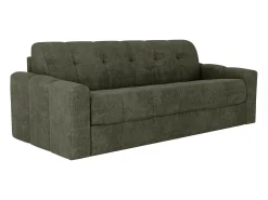 Sofá*Vente-unique Sofá 4 lugares convertível abertura rápida tecido verde ripas largas 160 cm - 22 cm DARIELO Caqui