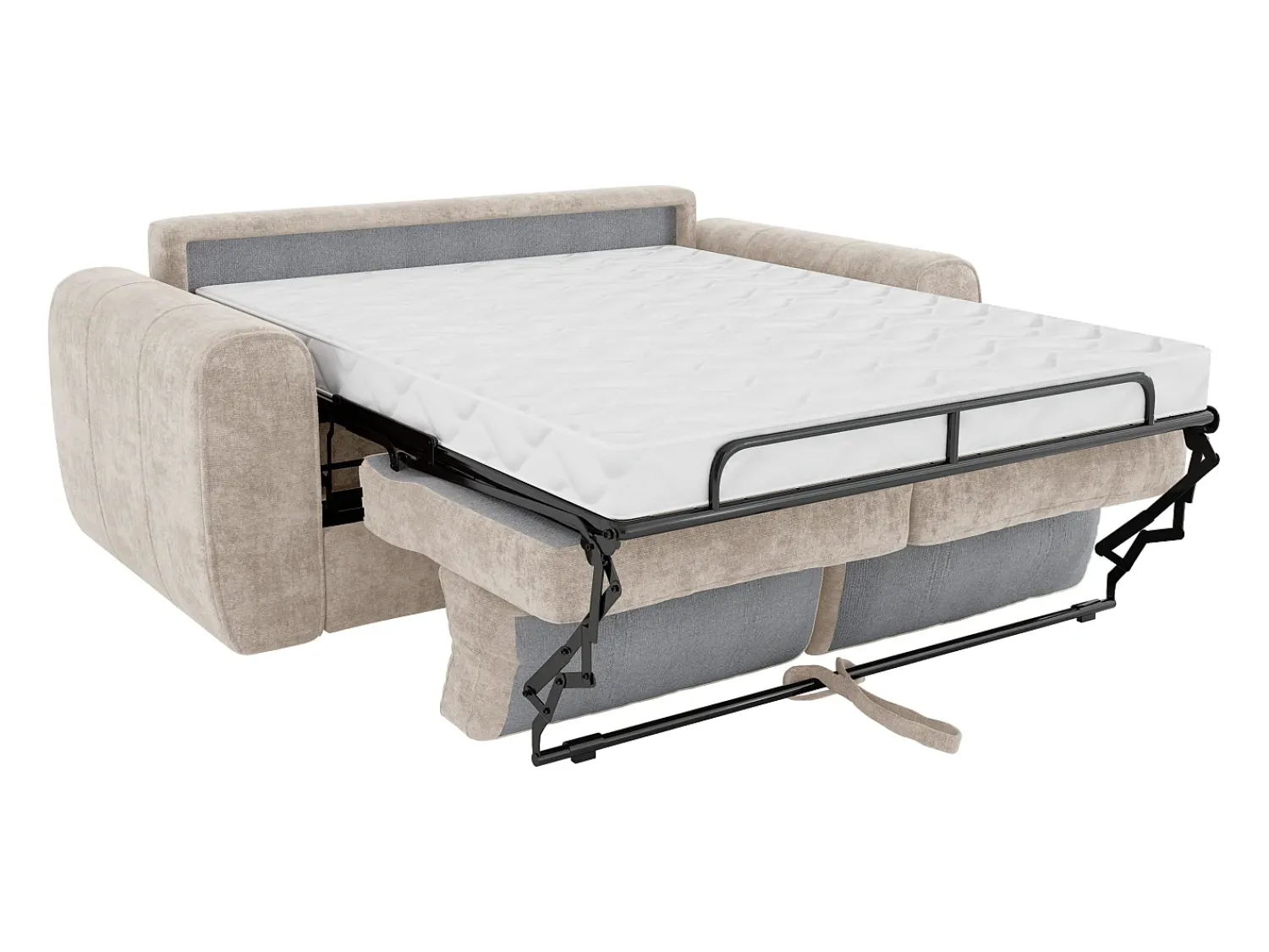 Sofá*Vente-unique Sofá 4 lugares convertível abertura rápida tecido , cama 160 cm e colchão 14 cm BOLIPO Bege