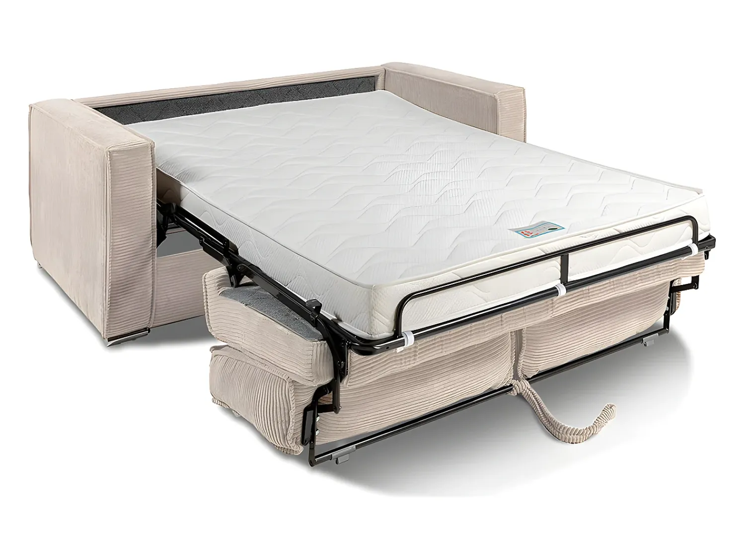 Sofá|Vente-unique Sofá 4 lugares convertível abertura rápida veludo canelado cinza-claro 160cm e 14cm LORETO Cinzento claro