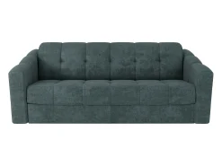 Vente-unique Sofá 4 lugares convertível abertura rápida tecido azul ripas largas 160 cm Colchão 14 cm DARIELO^ Sofá