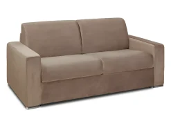 Sofá|Vente-unique Sofá 2 lugares convertível de abertura rápida em veludo - Colchão de 16 cm - CALITO Bege