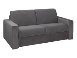 Sofá|Vente-unique Sofá 3 lugares convertível de abertura rápida em veludo antracite + colchão 14 cm - CALITO Cinza antracite