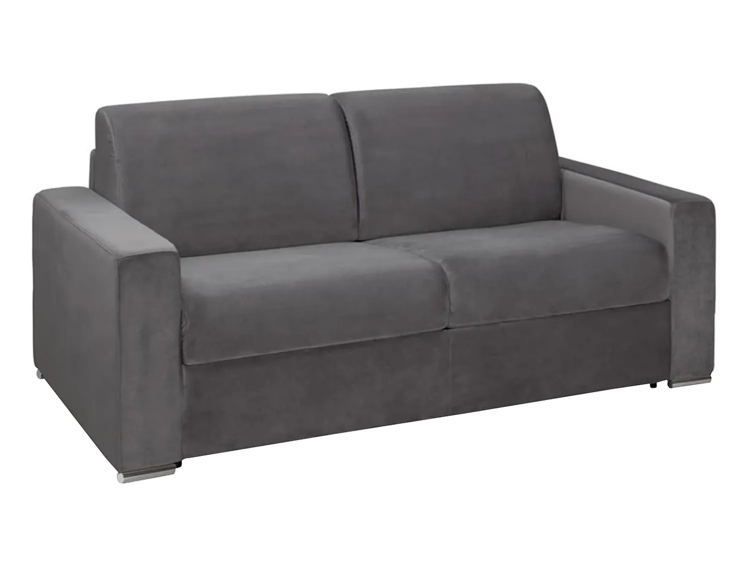 Sofá|Vente-unique Sofá 3 lugares convertível de abertura rápida em veludo antracite + colchão 14 cm - CALITO Cinza antracite