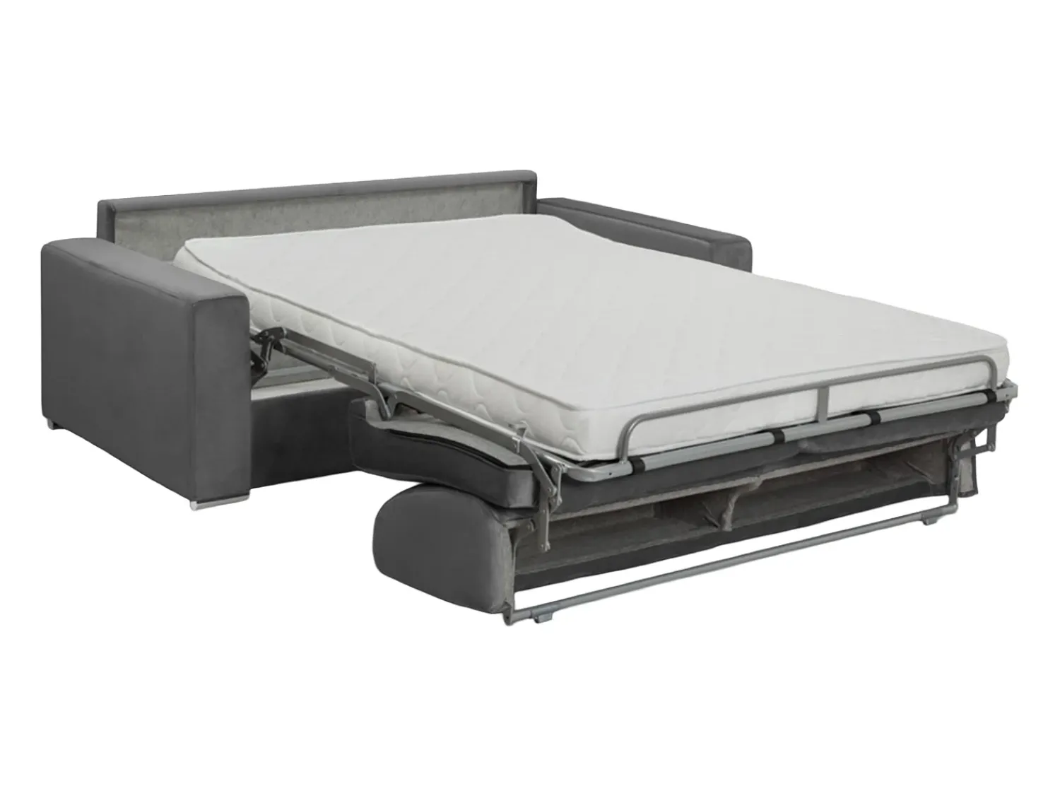 Sofá|Vente-unique Sofá 3 lugares convertível de abertura rápida em veludo antracite + colchão 14 cm - CALITO Cinza antracite