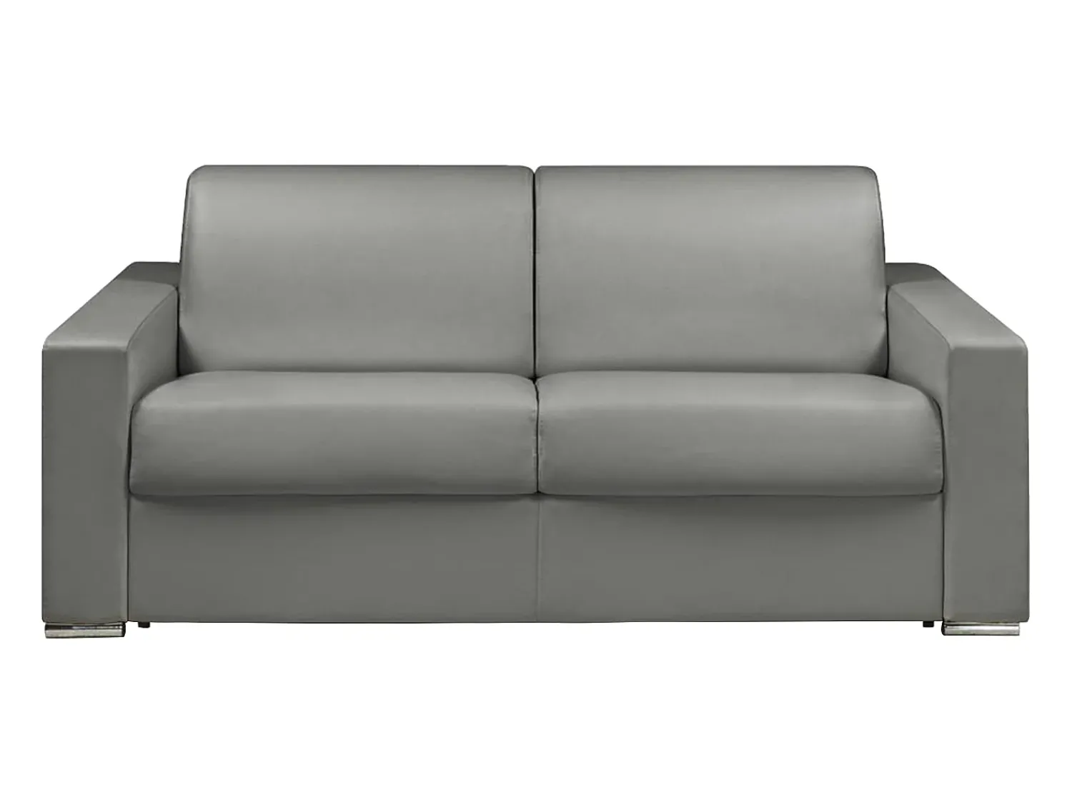 Vente-unique Sofá 3 lugares convertível de abertura rápida em pele sintética cinza com colchão de 14 cm - CALITO^ Sofá