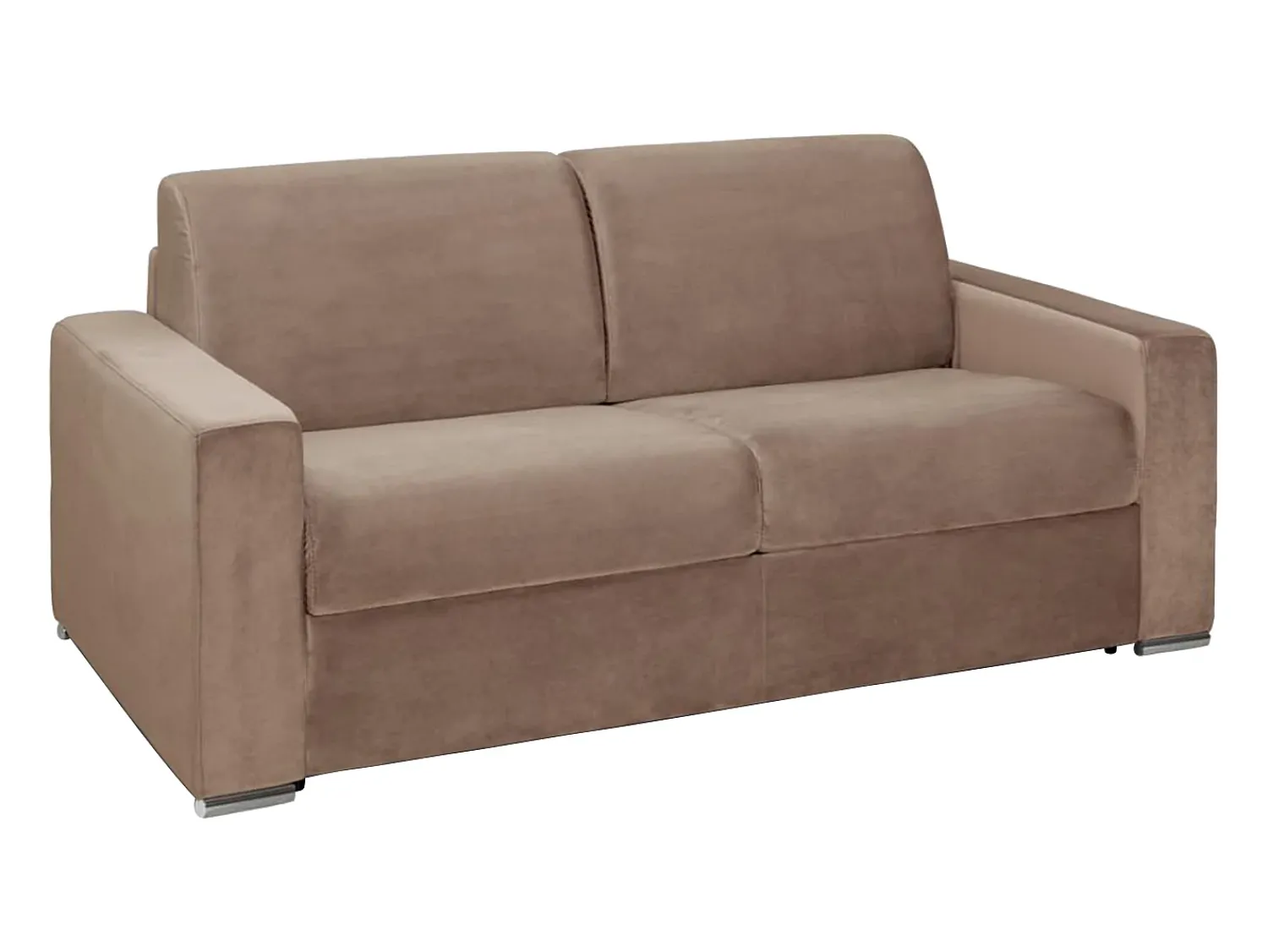 Best Vente-unique Sofá 3 lugares convertível de abertura rápida em veludo - Colchão de 18 cm - CALITO Bege