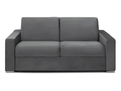Clearance Vente-unique Sofá 3 lugares convertível de abertura rápida em veludo antracite + colchão 18 cm - CALITO Cinza antracite