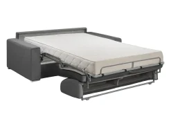Clearance Vente-unique Sofá 3 lugares convertível de abertura rápida em veludo antracite + colchão 18 cm - CALITO Cinza antracite