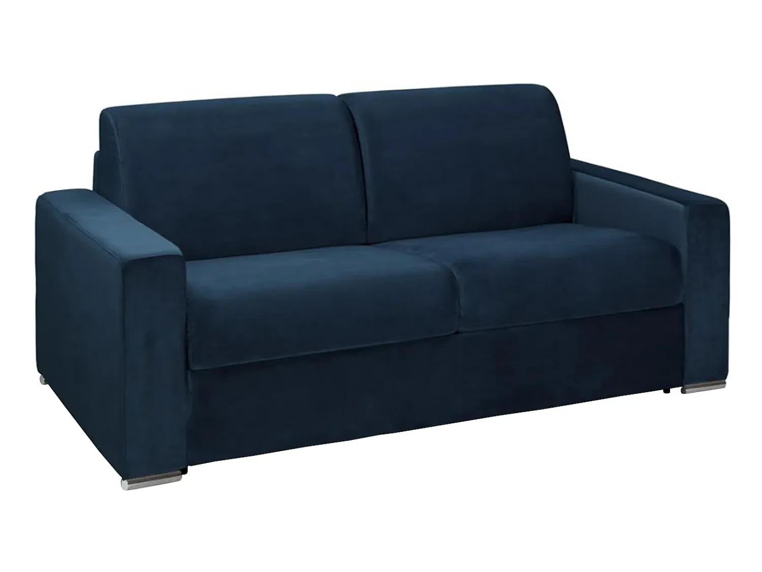 Sofá*Vente-unique Sofá 3 lugares convertível de abertura rápida em veludo azul - Colchão de 18 cm - CALITO Azul escuro