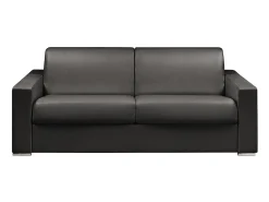 Best Vente-unique Sofá 4 lugares convertível de abertura rápida em pele sintética com colchão de 18 cm - CALITO Preto