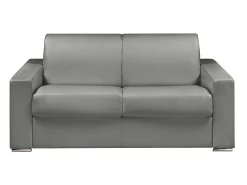 Vente-unique Sofá 2 lugares convertível de abertura rápida em pele sintética cinza com colchão de 14 cm - CALITO^ Sofá