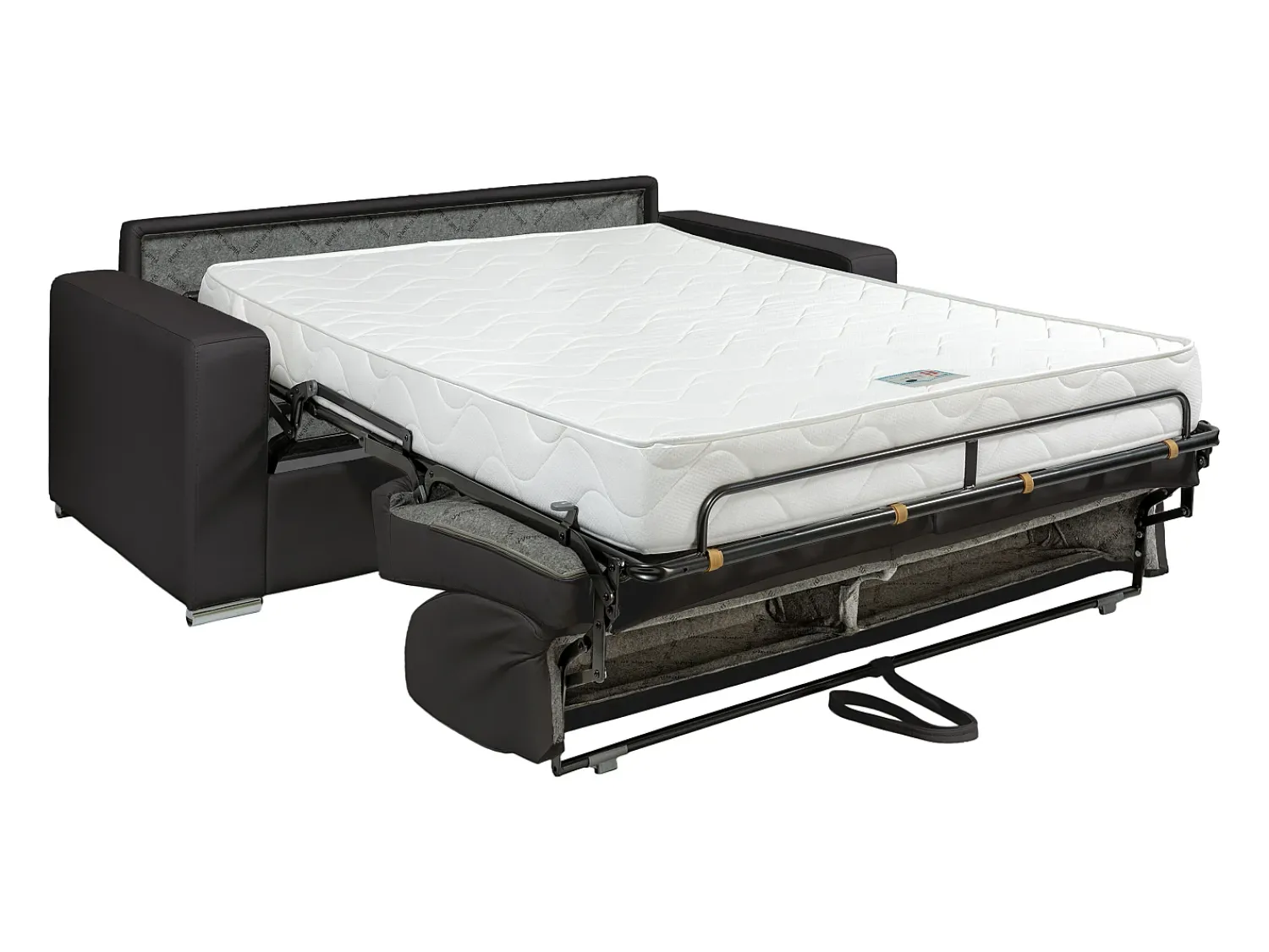 Sofá|Vente-unique Sofá 3 lugares convertível de abertura rápida em pele sintética com colchão de 18 cm - CALITO Preto