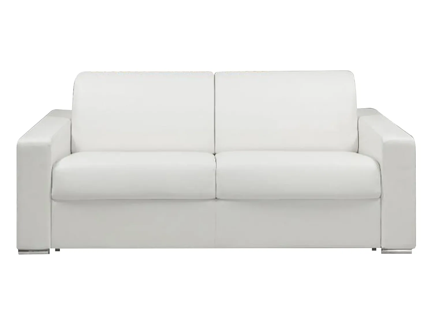 Sofá|Vente-unique Sofá 3 lugares convertível de abertura rápida em pele sintética com colchão de 14 cm - CALITO Branco