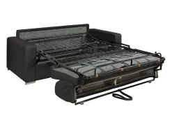 Clearance Vente-unique Sofá 3 lugares convertível de abertura rápida em pele sintética com colchão de 14 cm - CALITO Preto