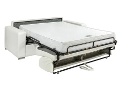 Best Vente-unique Sofá 4 lugares convertível de abertura rápida em pele sintética com colchão de 16 cm - CALITO Branco