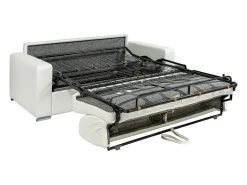 Best Vente-unique Sofá 4 lugares convertível de abertura rápida em pele sintética com colchão de 16 cm - CALITO Branco