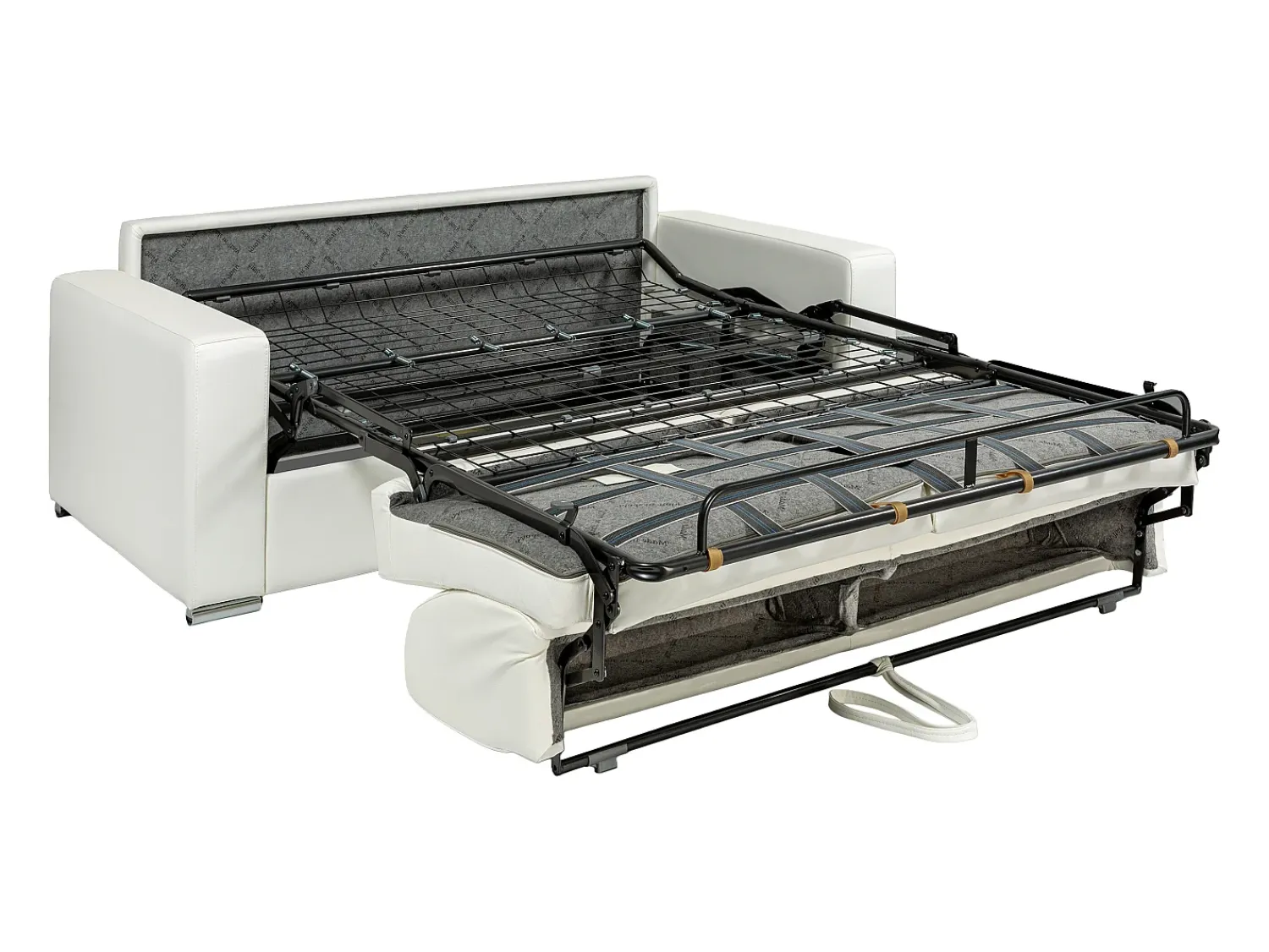 Best Vente-unique Sofá 4 lugares convertível de abertura rápida em pele sintética com colchão de 16 cm - CALITO Branco