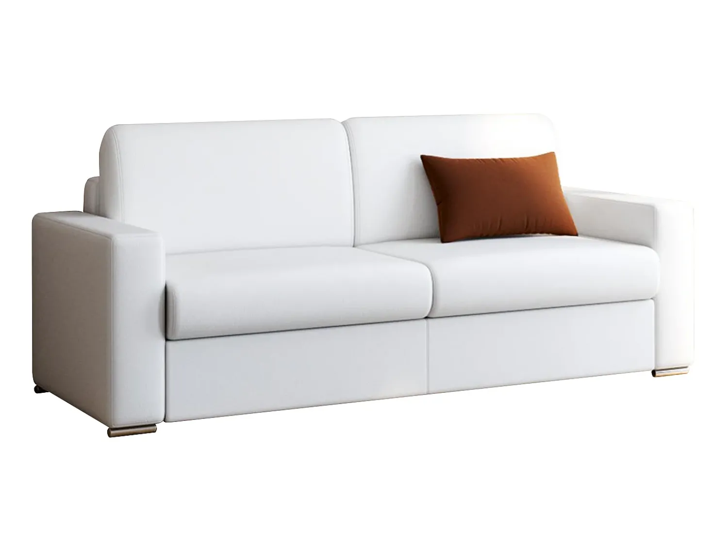 Best Vente-unique Sofá 4 lugares convertível de abertura rápida em pele sintética com colchão de 16 cm - CALITO Branco