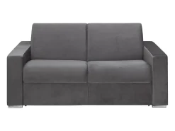 Sofá*Vente-unique Sofá 2 lugares convertível de abertura rápida em veludo antracite + colchão 18 cm - CALITO Cinza antracite