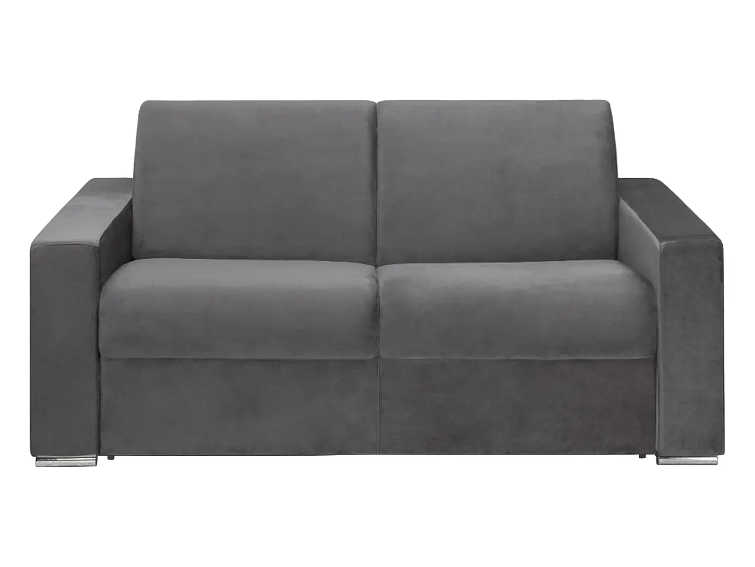 Sofá*Vente-unique Sofá 2 lugares convertível de abertura rápida em veludo antracite + colchão 18 cm - CALITO Cinza antracite