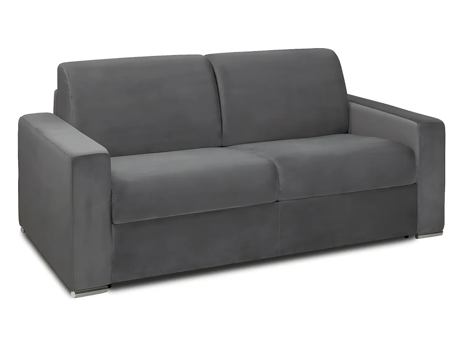 Sofá*Vente-unique Sofá 2 lugares convertível de abertura rápida em veludo antracite + colchão 16 cm - CALITO Cinza antracite