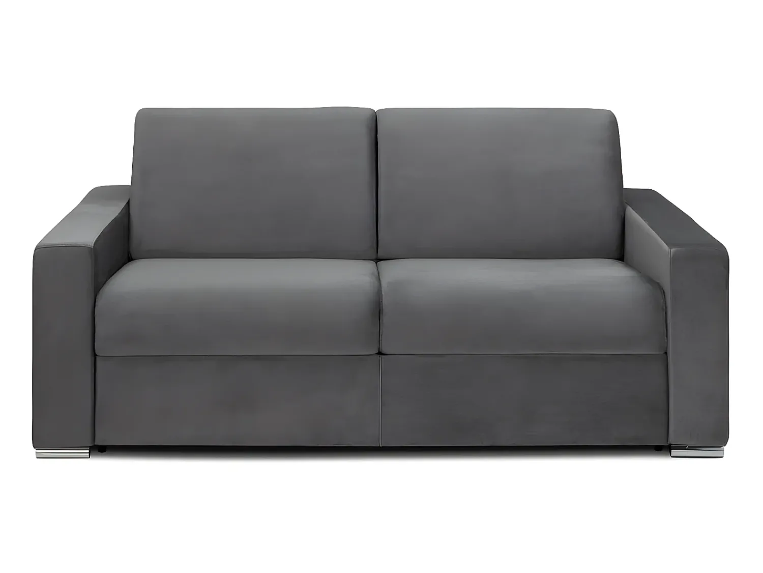 Vente-unique Sofá 3 lugares convertível de abertura rápida em veludo antracite + colchão 18 cm - CALITO^ Sofá