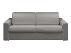 Discount Vente-unique Sofá 4 lugares convertível de abertura rápida em pele sintética - Cinza - CALITO Cinzento