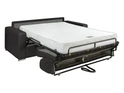 Clearance Vente-unique Sofá 4 lugares convertível de abertura rápida em pele sintética com colchão de 16 cm - CALITO Preto